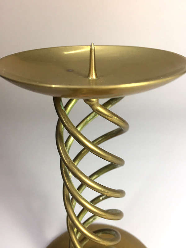 SOLID BRASS ,DOUBLE HELIX DESIGN , CANDLE STICK HOLDER