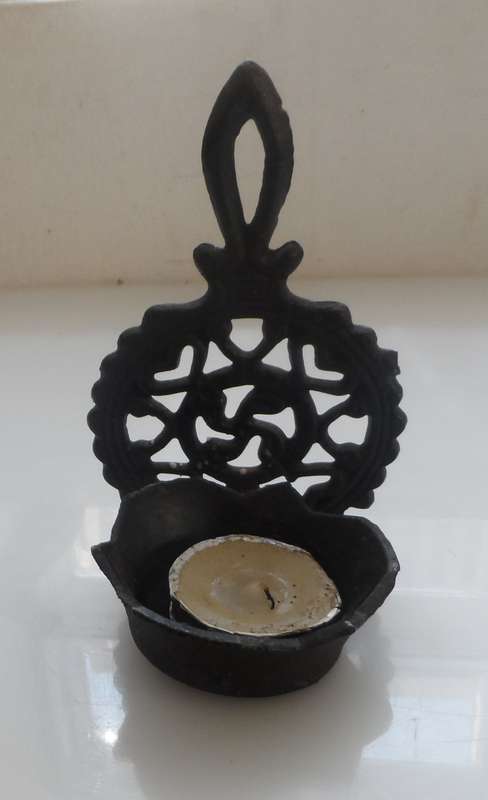 CAST METAL , WALL HANGING, TEA CANDLE LIGHT , HOLDER