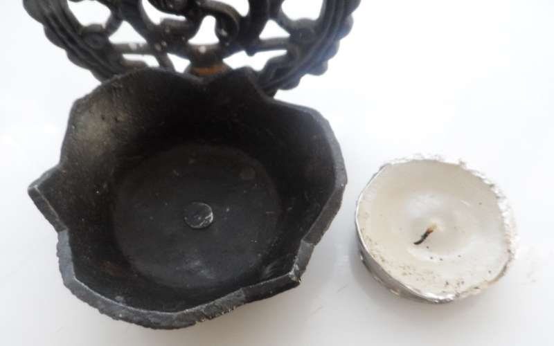 CAST METAL , WALL HANGING, TEA CANDLE LIGHT , HOLDER