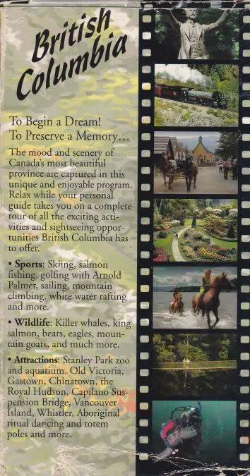 VINTAGE  1994 VHS VIDEO CASSETTE  `DESTINATION BRITISH COLUMBIA `