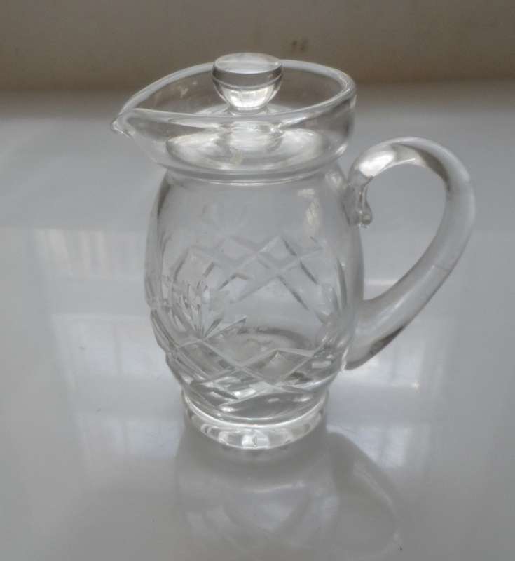 CUT GLASS CRYSTAL LIDDED MILK JUG / CREAMER, HONEY POURER, BALSAMIC VINEGAR JUG   R195.00