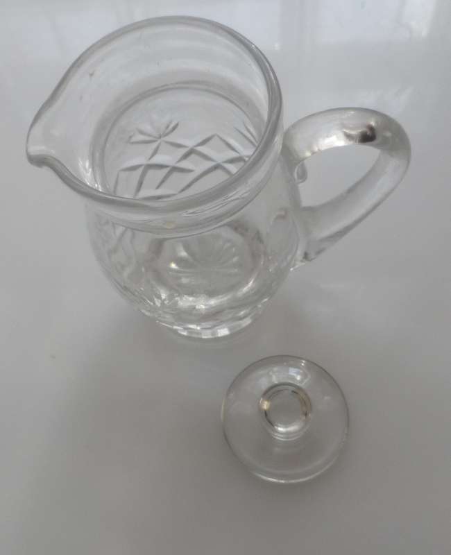 CUT GLASS CRYSTAL LIDDED MILK JUG / CREAMER, HONEY POURER, BALSAMIC VINEGAR JUG   R195.00