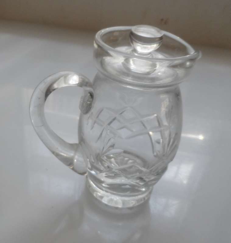 CUT GLASS CRYSTAL LIDDED MILK JUG / CREAMER, HONEY POURER, BALSAMIC VINEGAR JUG   R195.00