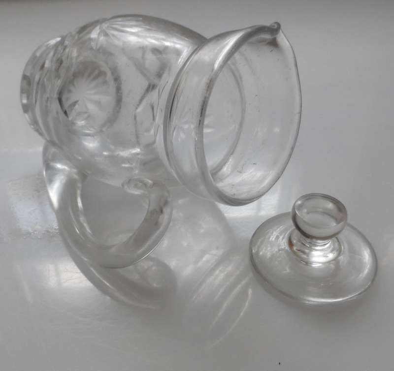 CUT GLASS CRYSTAL LIDDED MILK JUG / CREAMER, HONEY POURER, BALSAMIC VINEGAR JUG   R195.00