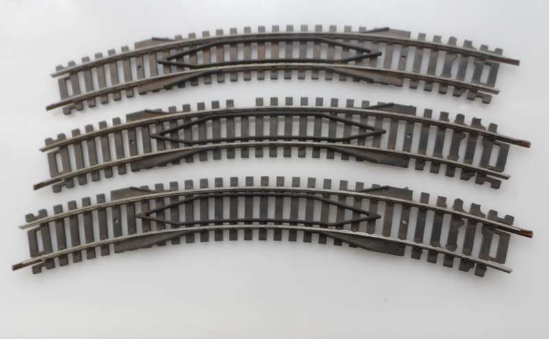 HO RAIL TRACKs , LIMA ITALY , 3 X RE-RAILERS 210 mm /  8 1/4 ins  , R360 , < 36 deg.