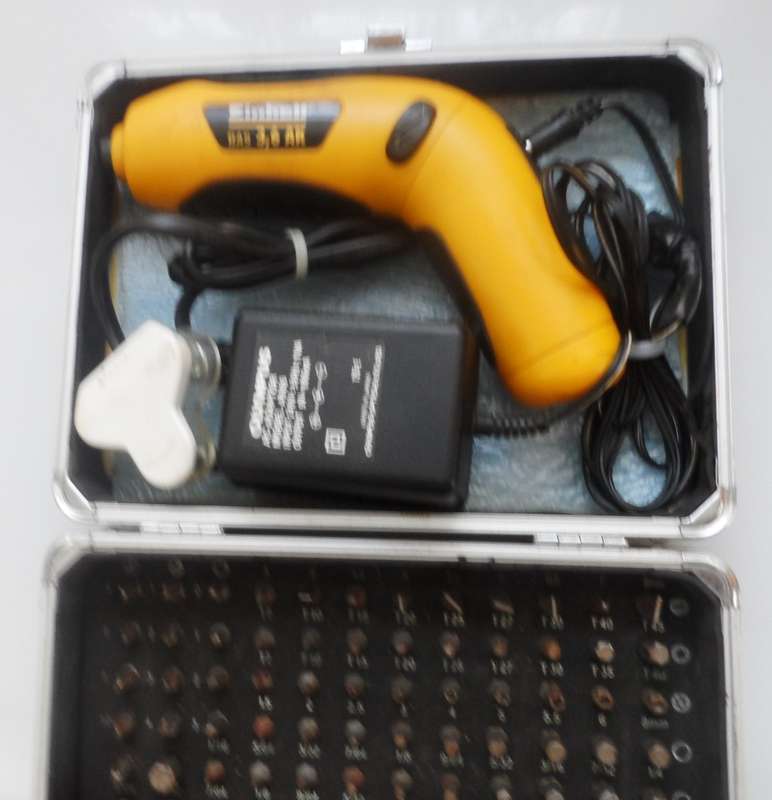 RECHARGEABLE DRILL , WITH 100 BITS, & POWER PACK ,  EINHELL BAS 3,6 AK