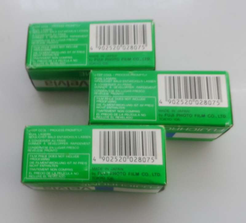 VELVIA PROFESSIONAL, FUJICHROME ,VELVIA DAYLIGHT ,  BATCH 5432871 ,EXPIRED 1996-11,  FILM ROLLS X 3