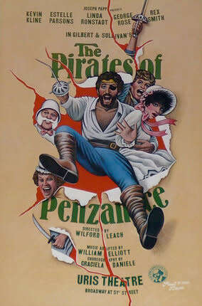 THE PIRATES OF PENZANCE ,1981 URIS THEATRE N.Y. VINTAGE , THEATRE SOUVENIR ,  BRASS TICKET