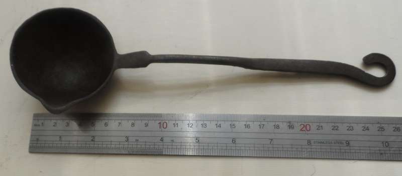 SOLID CAST IRON , `TENUATE `  LADLE , wall hook handle