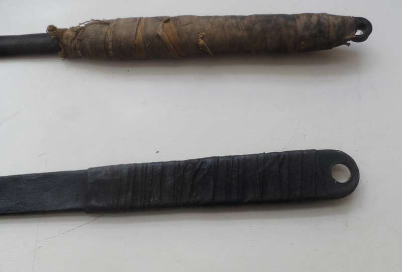 SOLID CAST IRON , 2 LADLES ,VINTAGE CAST , for smelting, wax pouring, blacksmithing burlap wrap hand