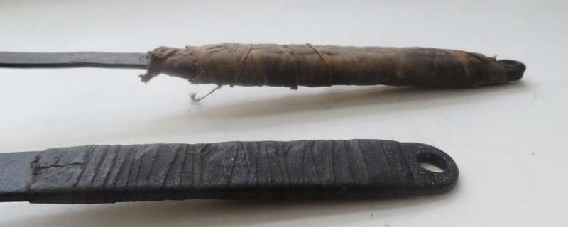SOLID CAST IRON , 2 LADLES ,VINTAGE CAST , for smelting, wax pouring, blacksmithing burlap wrap hand