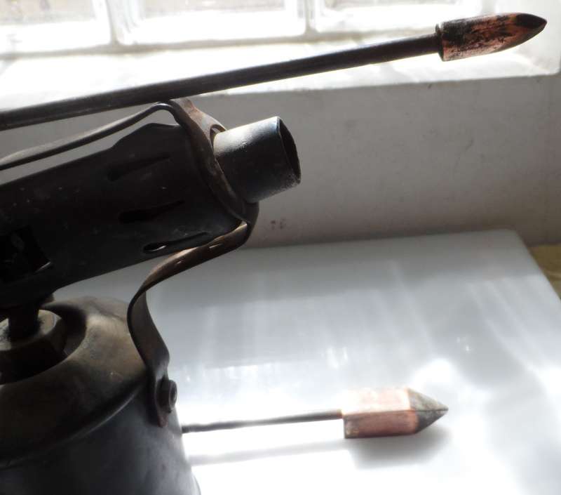VINTAGE 1940,s , SET OF FOUR SOLID COPPER SOLDERING IRONS