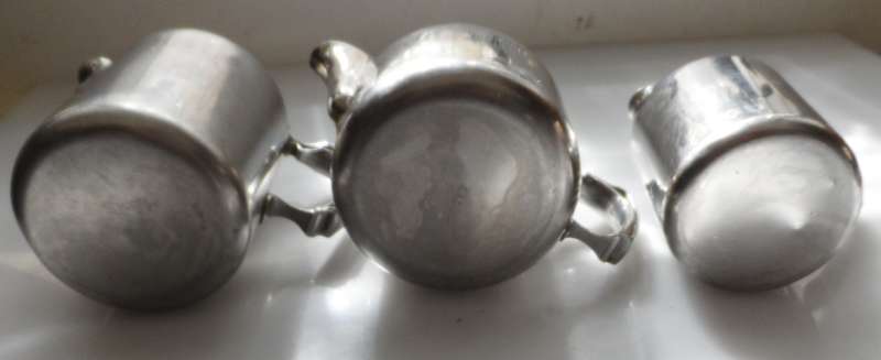 VINTAGE, late 50.s stainless steel, coffee pot, tea pot, milk jug/creamer `Rhodesia by the Sea `