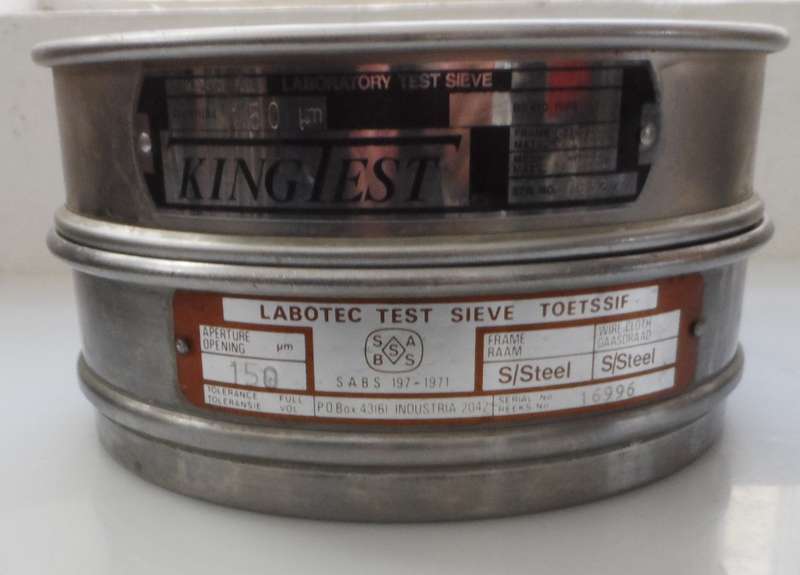 LABORATORY TEST SIEVES ,1 x LABOTEC, & 1 x KINGTEST , 200mm / 8ins diam. 50 mm /2 ins depth