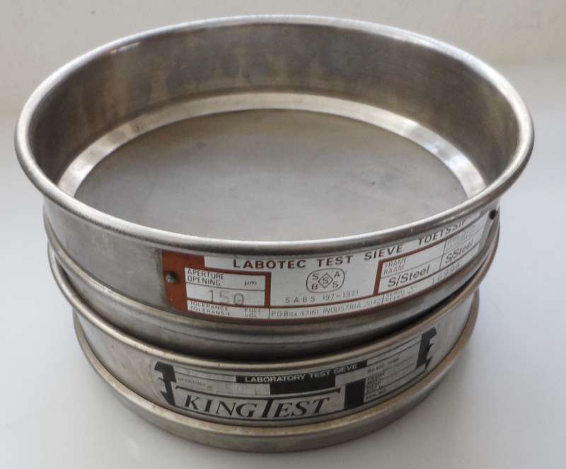LABORATORY TEST SIEVES ,1 x LABOTEC, & 1 x KINGTEST , 200mm / 8ins diam. 50 mm /2 ins depth