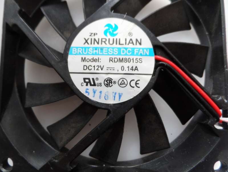 XINRUILIAN BRUSHLESS P C CHASSIS COOLING FAN , DG 12V , .14 amp. ( 80mm x 80mm x 15 mm )