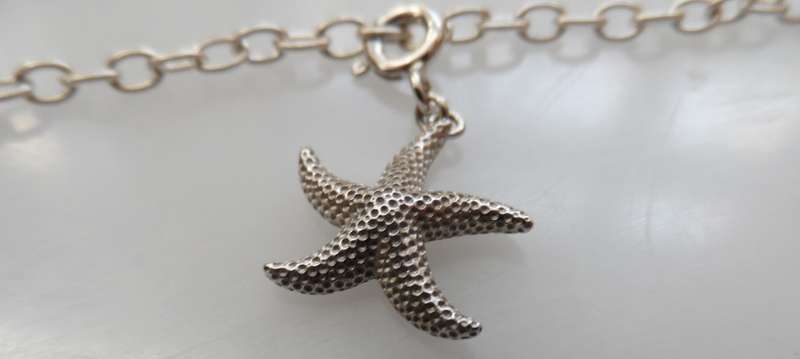 Silver charm bracelet ,turtle, sea horse, starfish,  & nautilus shell charms 800 mm / 31 ins length