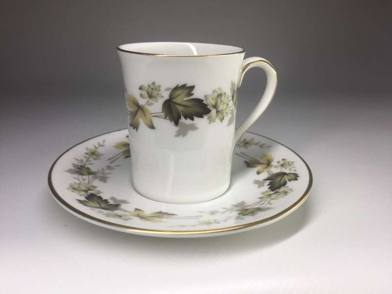 ROYAL DOULTON VINTAGE ENGLISH TRANSPARENT CHINA DEMI TASSE / ESPRESSO DUO  TC1019     ` LARCHMONT `