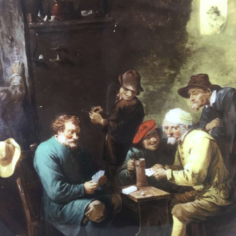 HUGUENOT ROYALE , WALL PLATE / CABINET DISPLAY PLATE  'Game At Cards ' David Teniers 1610-1690