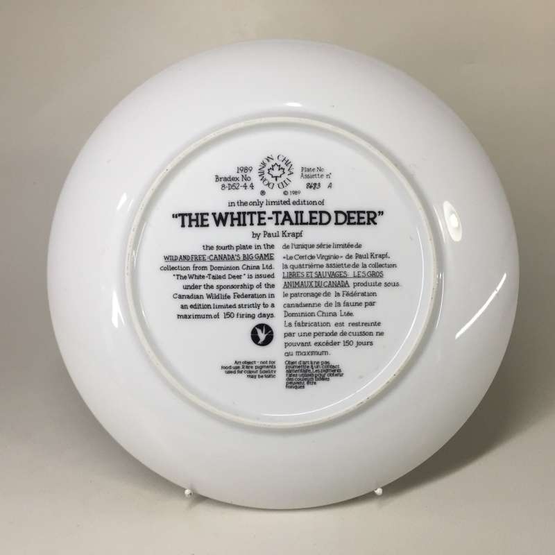 DOMINION CHINA ' THE WHITE TAILED DEER ' by Paul Krapf CABINET / WALL DISPLAY  PLATE