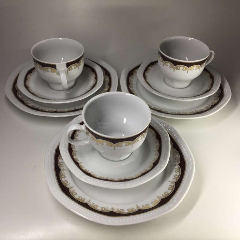 MITTERTEICH  BAVARIA , TRIOS  burgundy & gold design       set of three