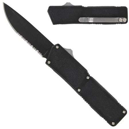 Lightning Black D/A OTF Automatic Knife - Black Serr (with Pouch)
