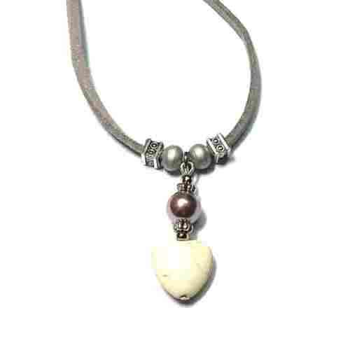 Necklace, European style Necklace, Nacre cultured pearls and Howlite Heart Necklace