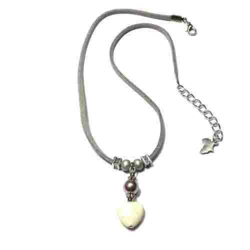 Necklace, European style Necklace, Nacre cultured pearls and Howlite Heart Necklace