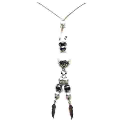 Necklace, European style Necklace long , wooden and glass Necklace