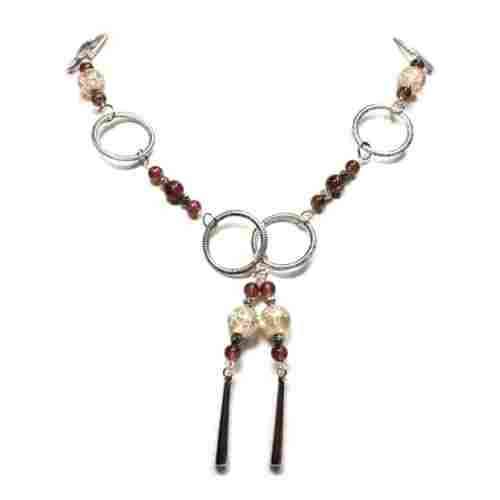 CLOSE DOWN SALE European style - Necklace long -NEW- with glass, and metal rings