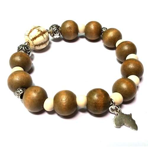 Bracelet, European style - Wooden Bangle - Bracelet  with Howlite