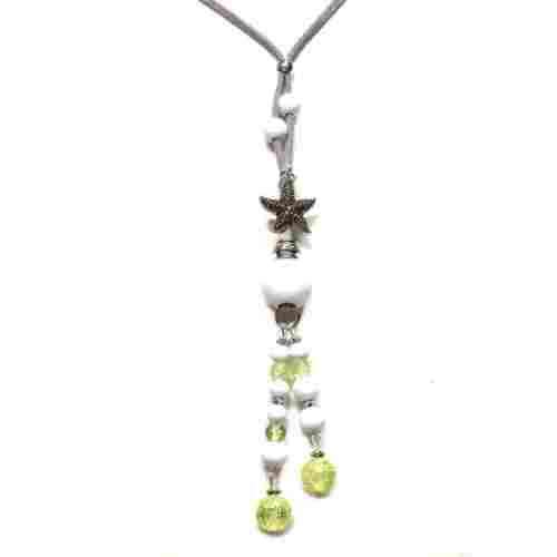 Necklace, European style - Necklace long, wooden and glass Necklace