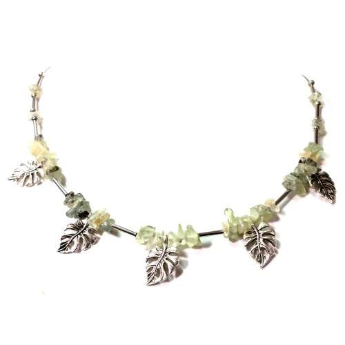 CLOSE DOWN SALE ! European style - Necklace -NEW- with green Achat and leafes