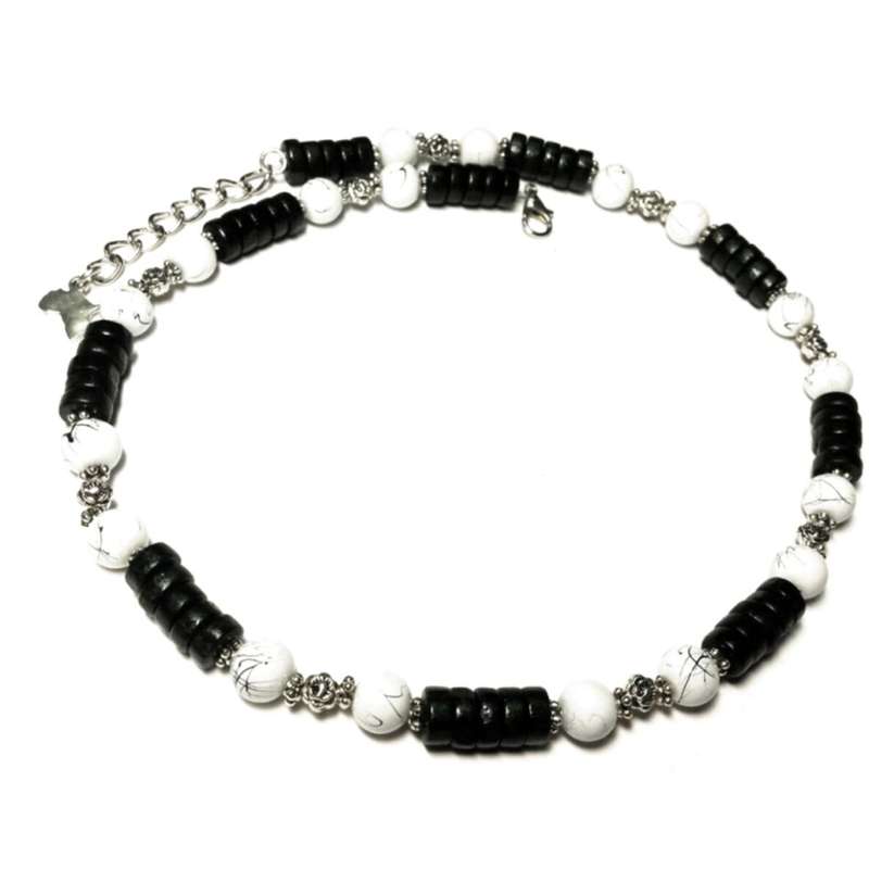 Necklace, European style Necklace- Wooden Necklace with glass