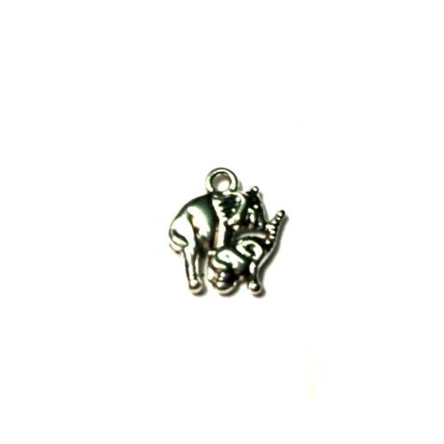 Pendant / Nickel free Metal / Elephant with Baby / 14mm x 15mm / Price p.1pc / for crafting