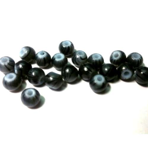 Beads / 20pcs Glass Beads / grey black painted Beads /  6mm / for crafting