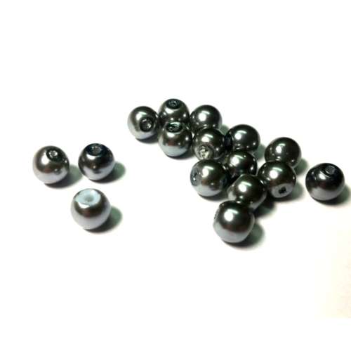 Beads / 20pcs Glass Pearl Beads dyed / grey paint / 6mm / for crafting