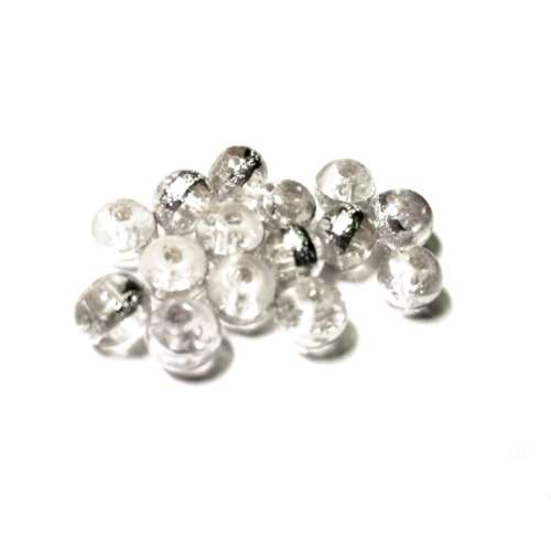 Beads / 20pcs Glass Beads /  color less -silver stripe Beads / 6mm / Beads for crafting