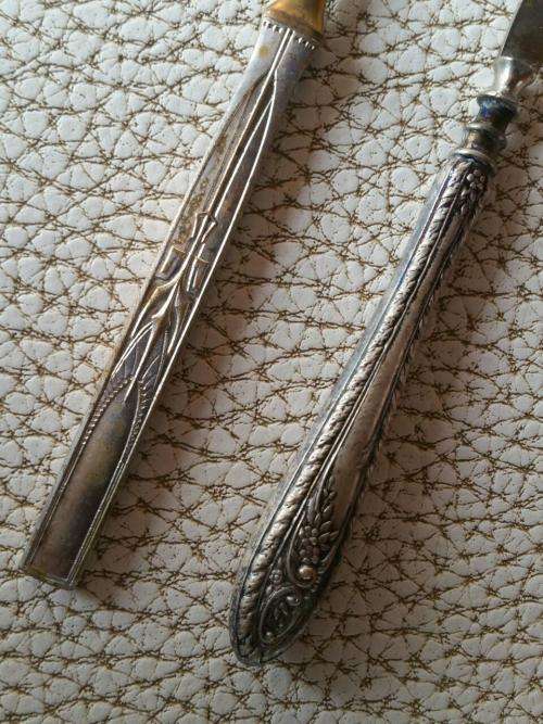 Antique Fork (Metal) and Holder (800 Silver) with wooden Box