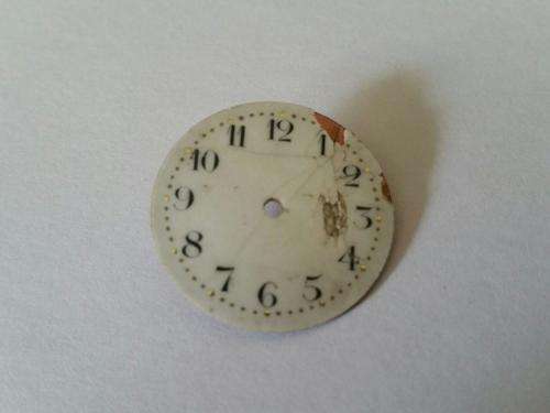 Antique watch Dial  Enamel 24.5mm round -Watchmaker Treasures