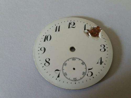 Antique Pocketwatch Dial  Enamel 41mm round -Watchmaker Treasures