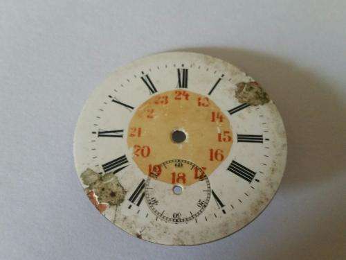 Antique Pocketwatch Dial  Enamel 41mm round -Watchmaker Treasures