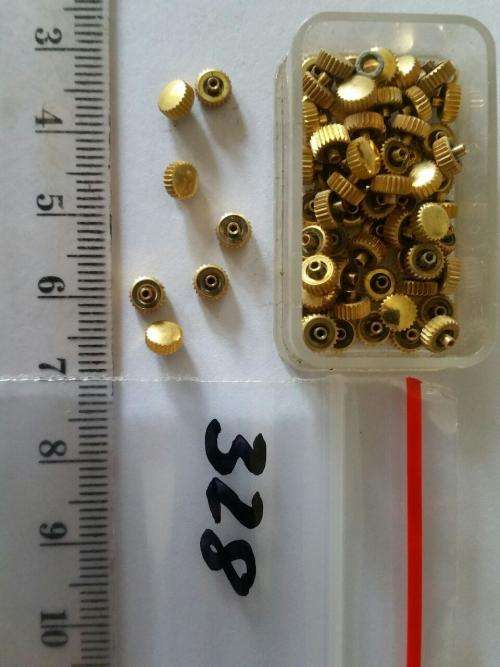 Watch parts- Box with div. 71 crowns  stainless / goldplaque`- Watchmaker find your Treasure