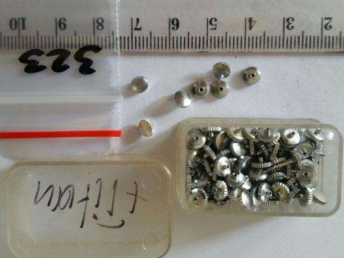 Watch parts- Box with div. 124 crowns  stainless / titan- Watchmaker find your Treasure