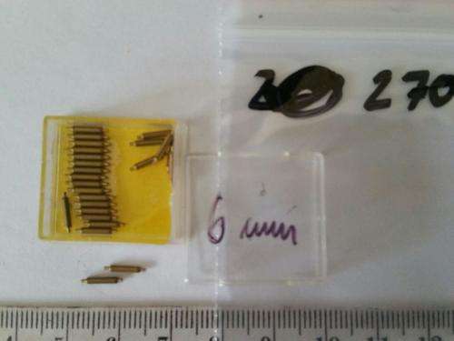 Watch parts- 25 spring bars 6mm  brass in box- Watchmaker find your Treasure