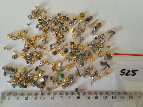 Watch parts- lot of Crowns -winding stems - dist. holder unsorted-new and used-Watchmaker Treasure