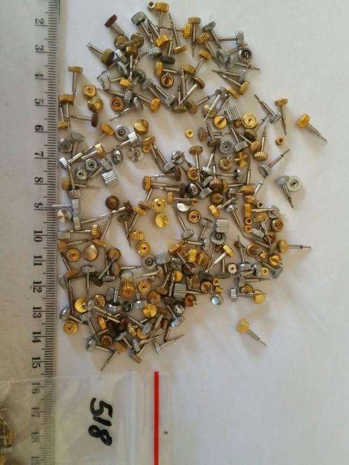 Watch parts- lot of Crowns -winding stems - dist. holder unsorted-new and used-Watchmaker Treasure