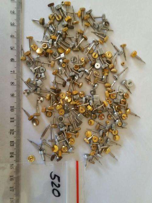 Watch parts- lot of Crowns -winding stems - dist. holder unsorted-new and used-Watchmaker Treasure