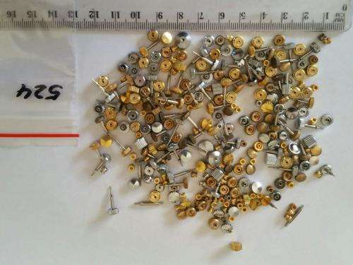 Watch parts- lot of Crowns -winding stems - dist. holder unsorted-new and used-Watchmaker Treasure