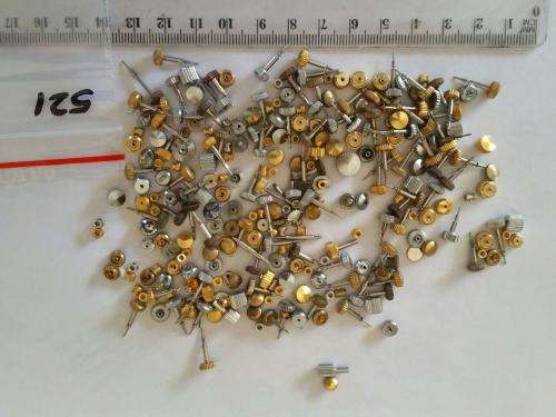 Watch parts- lot of Crowns -winding stems - dist. holder unsorted-new and used-Watchmaker Treasure
